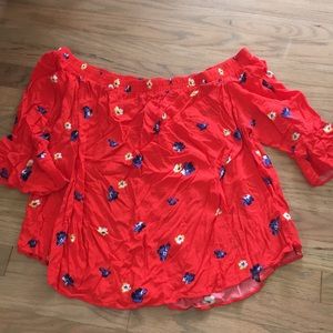 Old navy off shoulder floral spring shirt XL